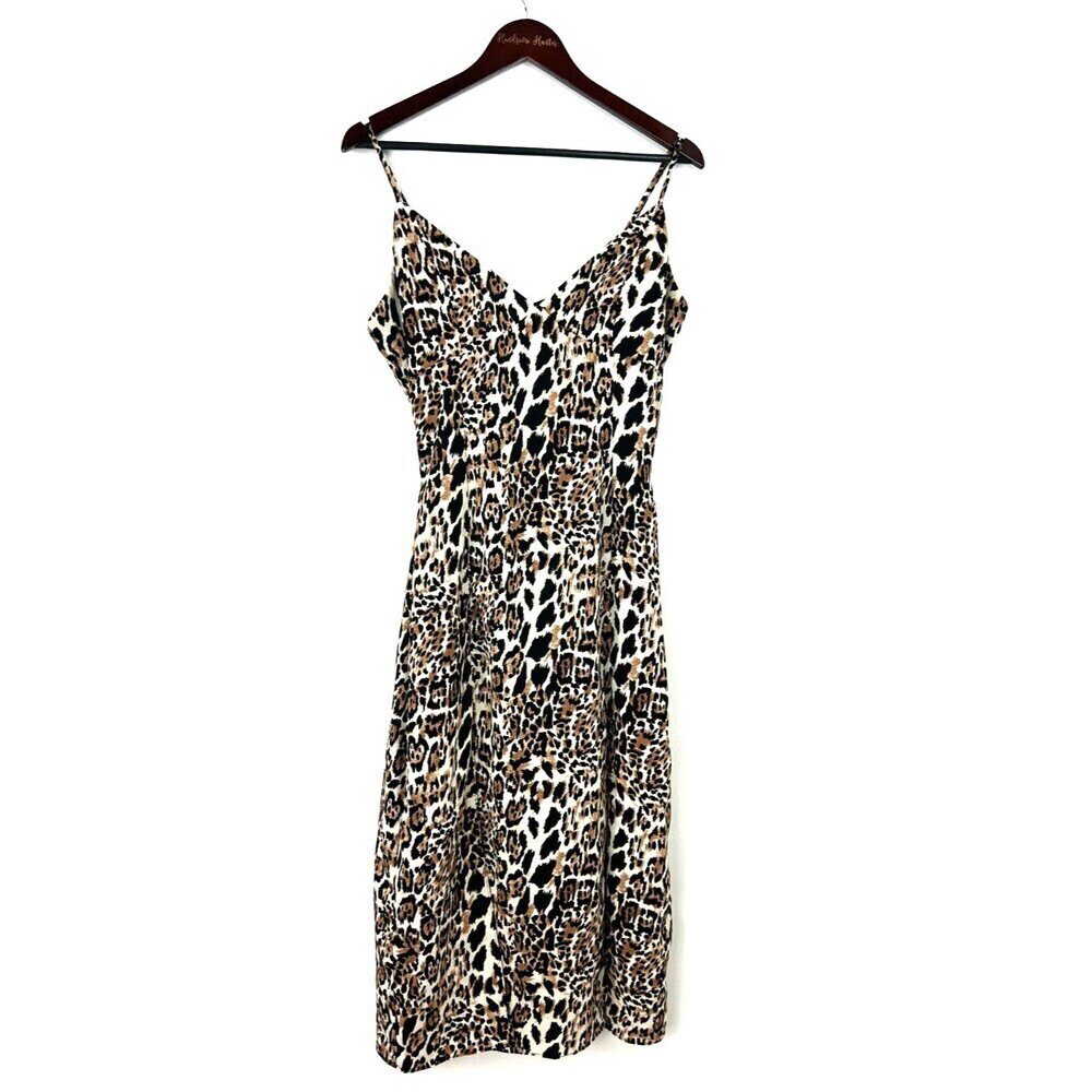Honey Punch‎ Womens Leopard Print Midi Dress Lightweight Lined Size L 1082U4 - Picture 5 of 12